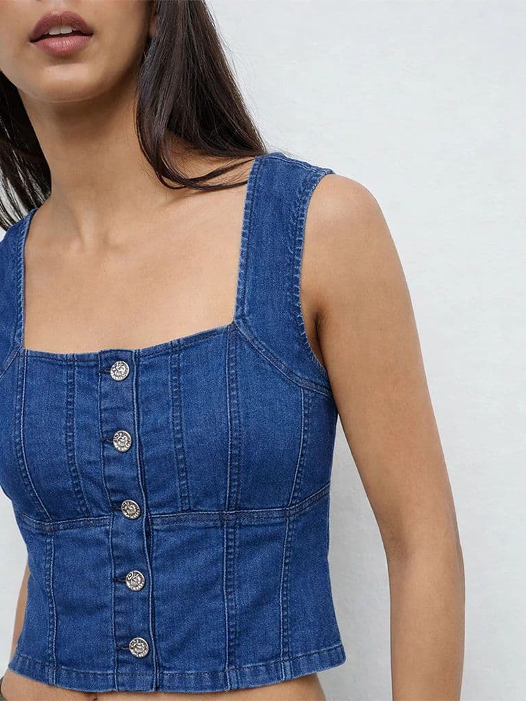 LOV Blue Denim Top — photo 3