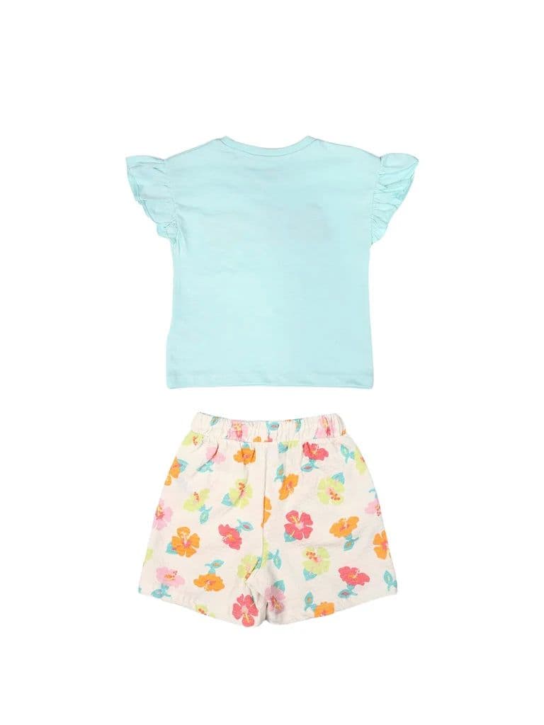 HOP Kids Girls Mint Green Embroidered Cotton Top and Shorts Set — photo 4