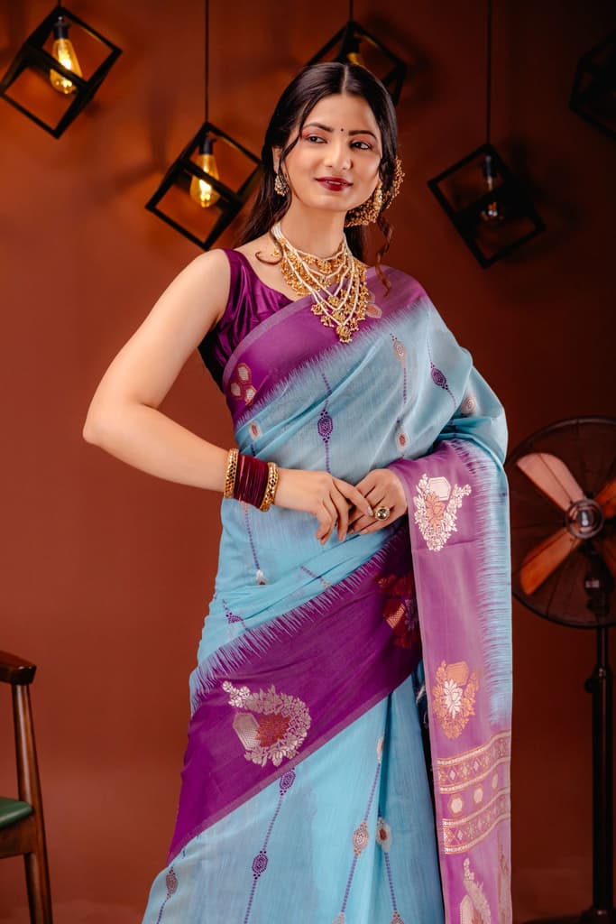 Mimosa Women's Woven Design Banarasi Style Art Silk Saree With Blouse Piece : SA00001795SFFREE — photo 2