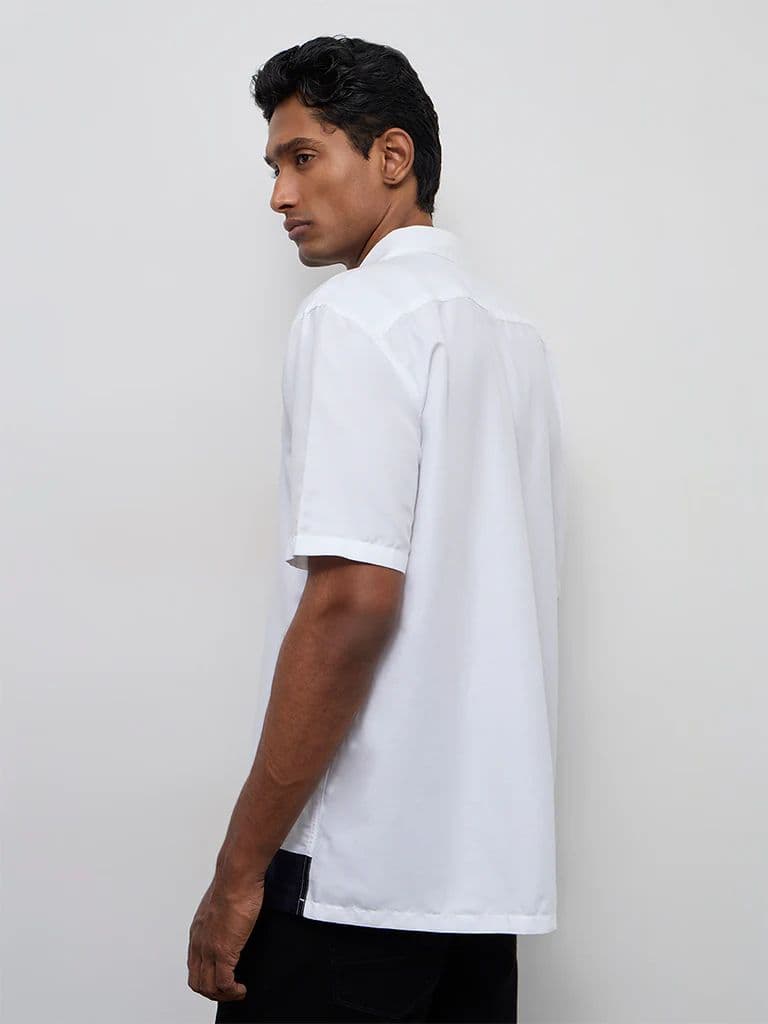 Ascot Off-White Color-Block Relaxed-Fit Cotton-Blend Shirt — photo 4