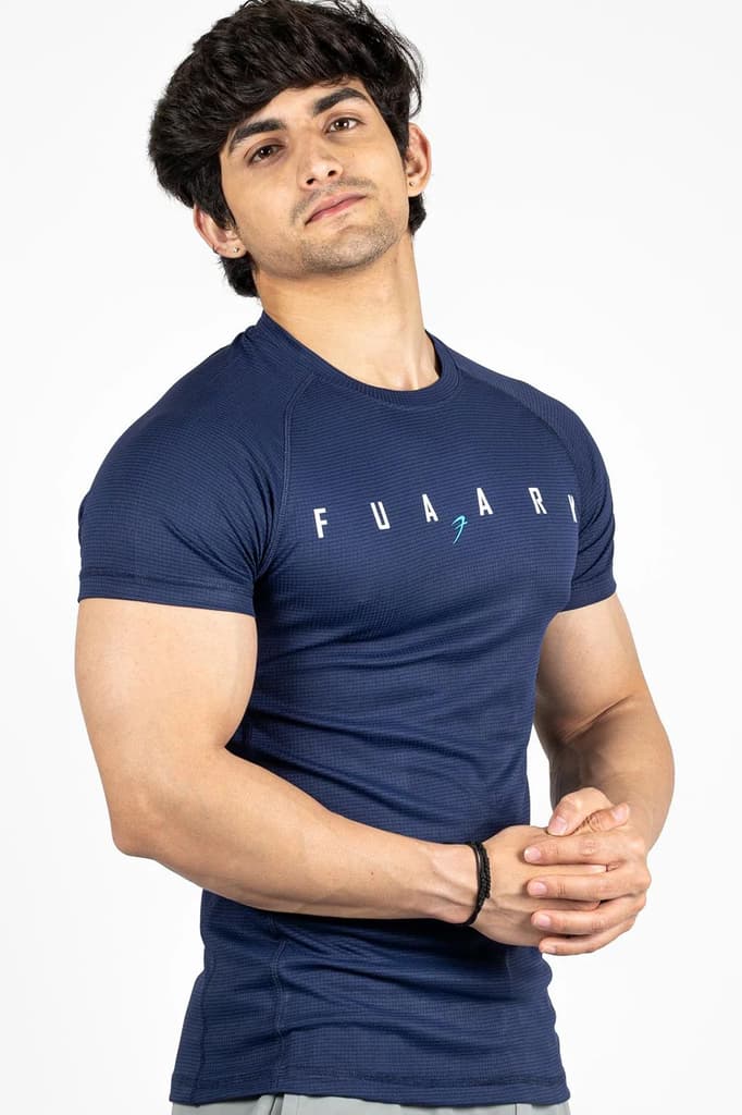 Checks T-shirt Navy — S