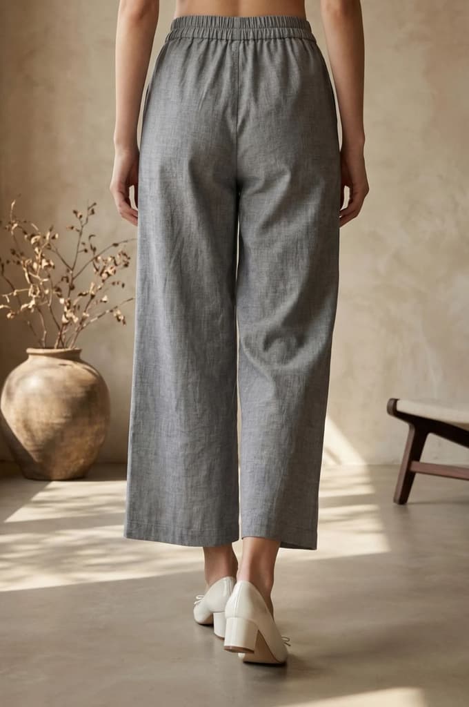 Elleven Women's Grey Yarn Dyed Denim Palazzo — photo 5