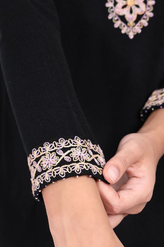 Black Embroidered Straight Acrylic Tunic — photo 7