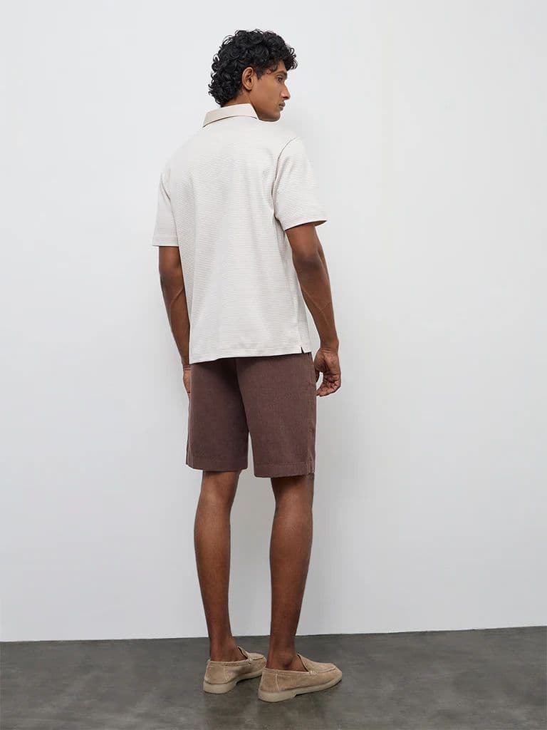 Ascot Dark Brown Relaxed-Fit Mid-Rise Cotton-Blend Shorts — photo 4