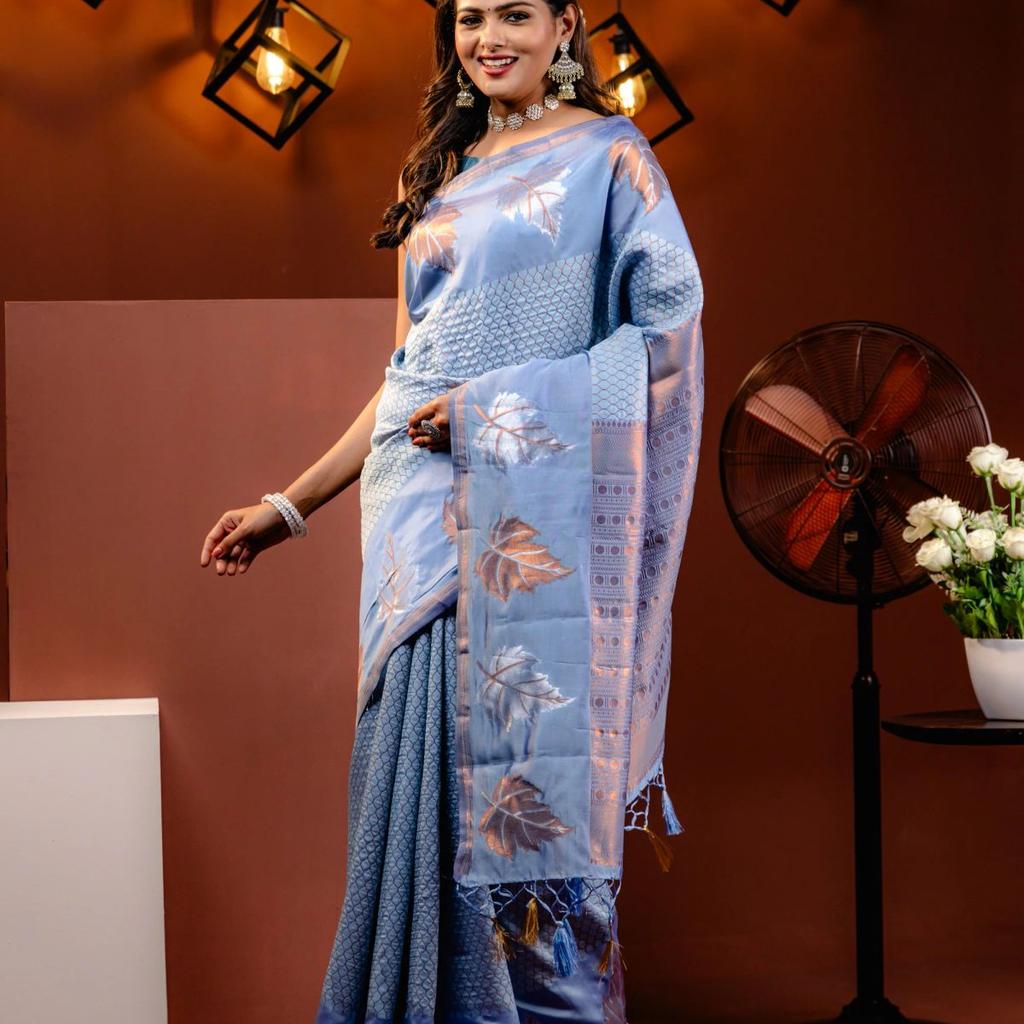Mimosa Women's Woven Design Kanjivaram Style Art Silk Saree With Blouse Piece : SA00001760ANFREE