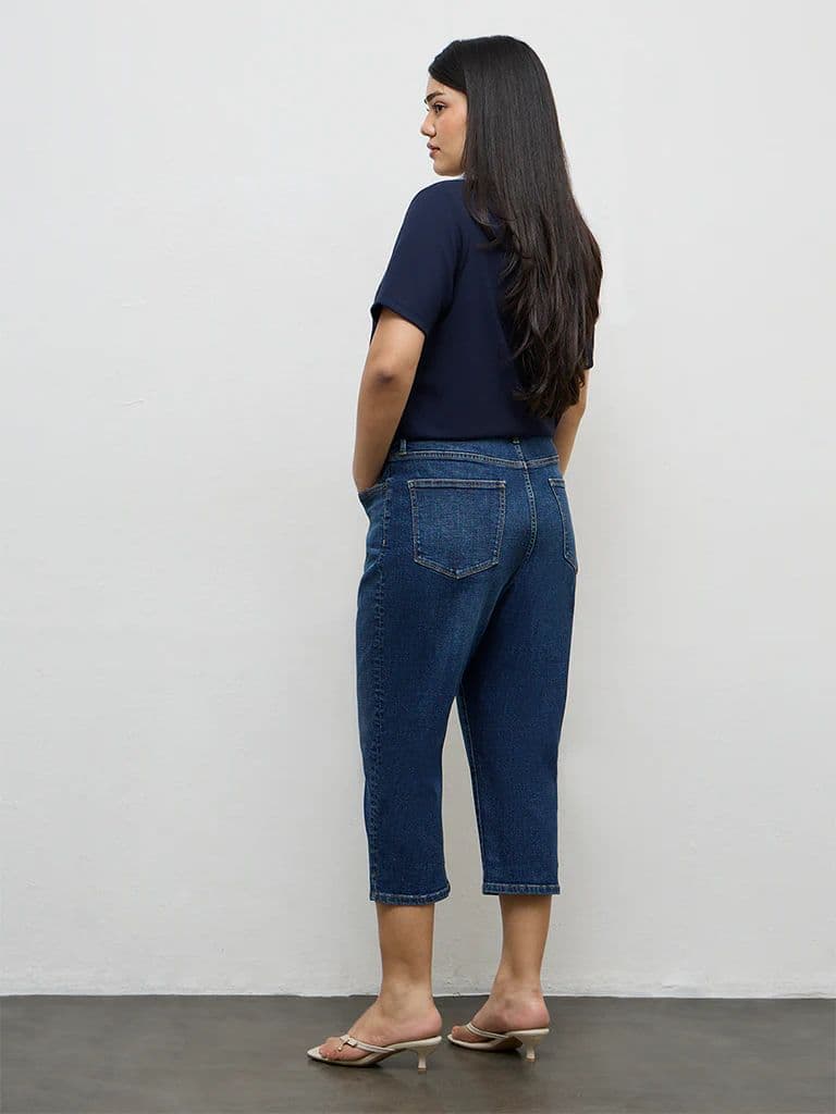 Gia Dark Blue High-Rise Capri Jeans — photo 4