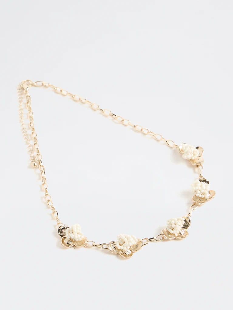 Westside Accessories Gold Floral Beaded Statement Necklace — photo 2