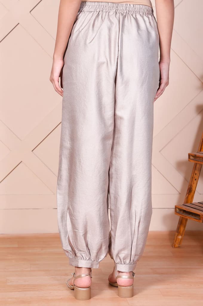 Silver Solid Relaxed-Leg Pants — photo 4