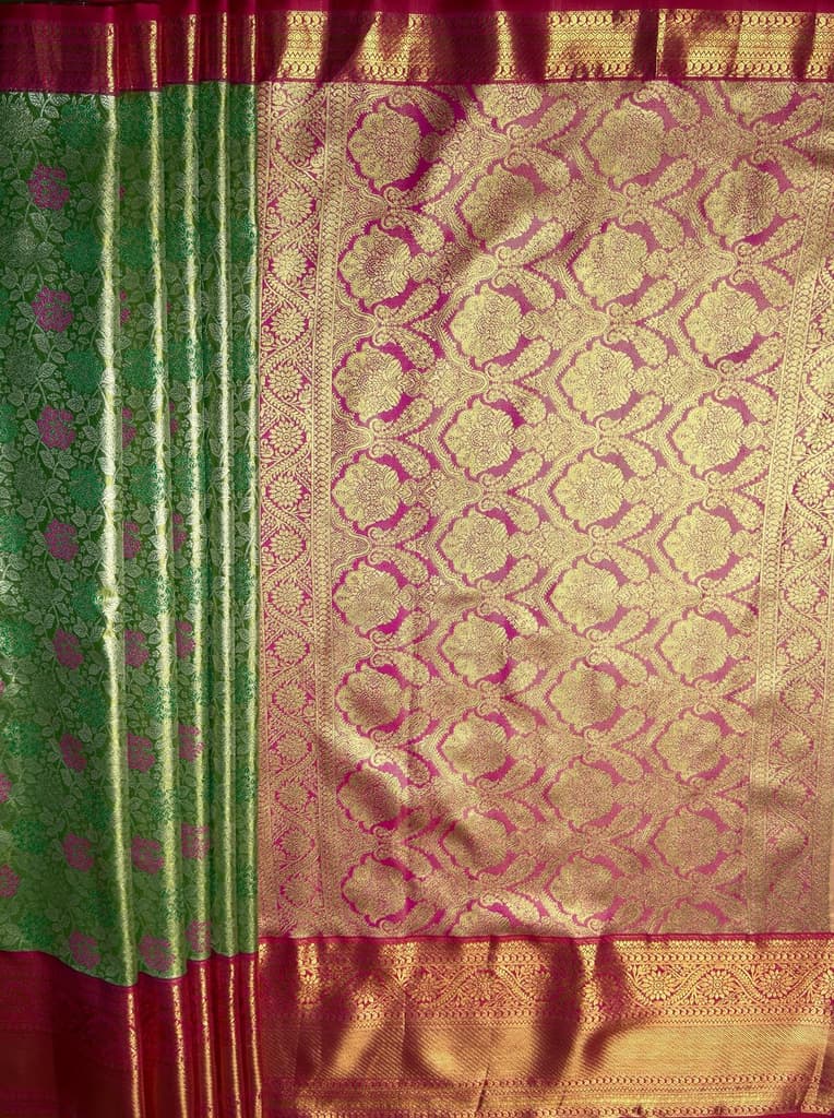 MIMOSA Women's Woven Design Kanjivaram Style Tissue Art Silk Saree with Blouse Piece - Green ( SA00002922GRNFREE ) — photo 8