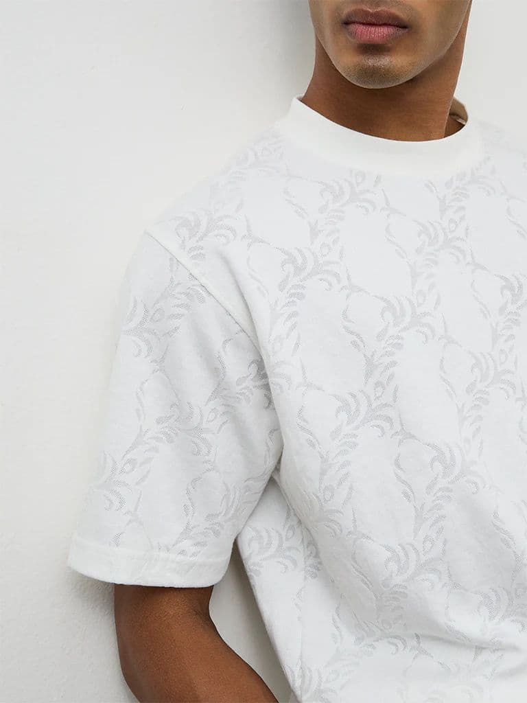 ETA White Jacquard Texture Relaxed-Fit T-Shirt — photo 4