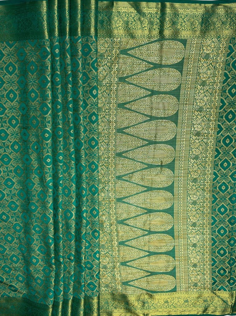 MIMOSA Women's Woven Design Banarasi Style Raw Silk Saree with Blouse Piece - Rama ( SA00003131RMFREE ) — photo 7