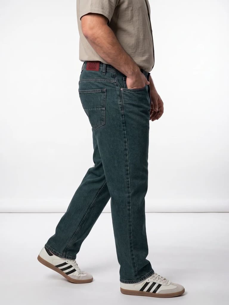 Plus Men's Blue Relaxed Fit Washed Denim Jeans Non-Stretchable — photo 2