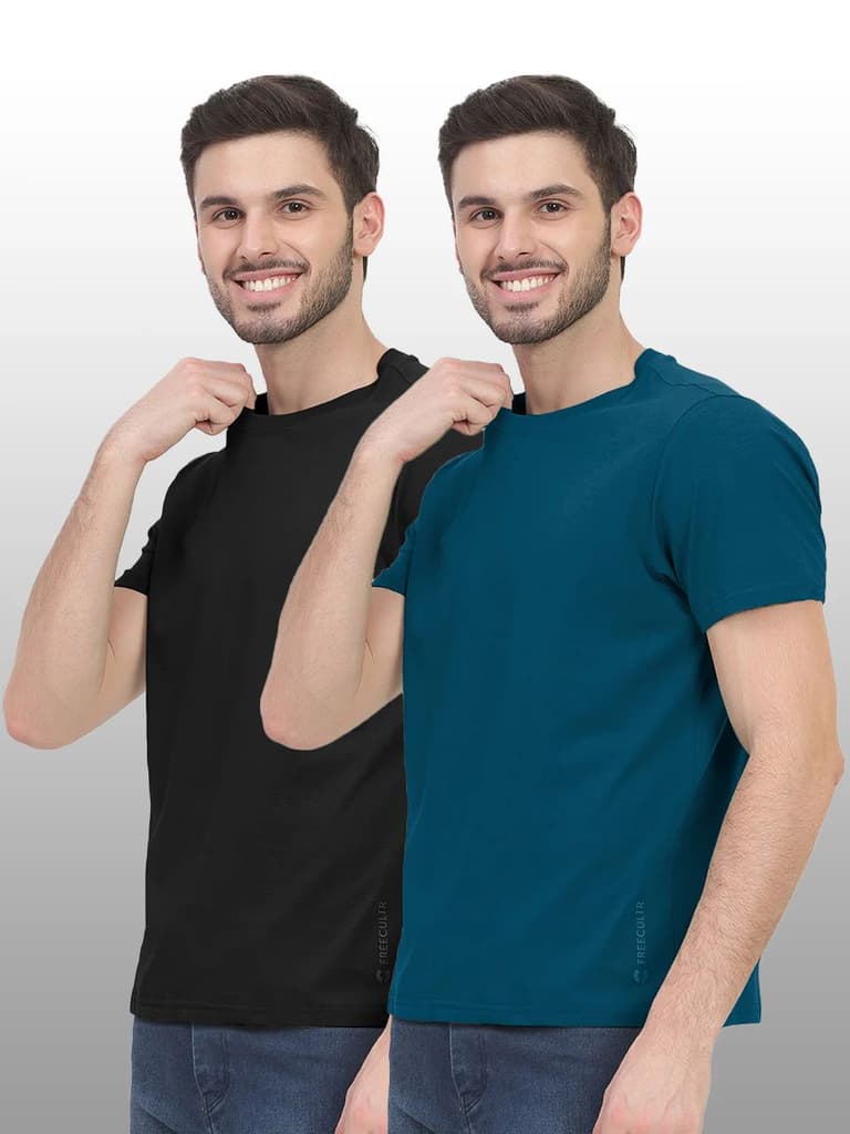 Truly Classic Organic Cotton T-shirts - Pack Of 2 — Teal; Black / S / Men