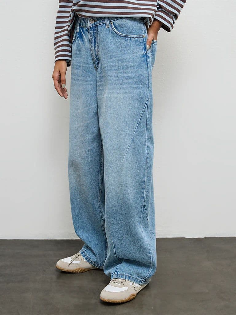 Nuon Light Blue Washed High-Rise Jeans — photo 2