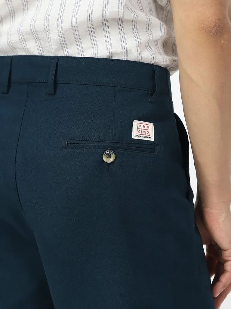 Men's Navy Loose Baggy Fit Solid Chino Trousers Non-Stretchable — photo 6