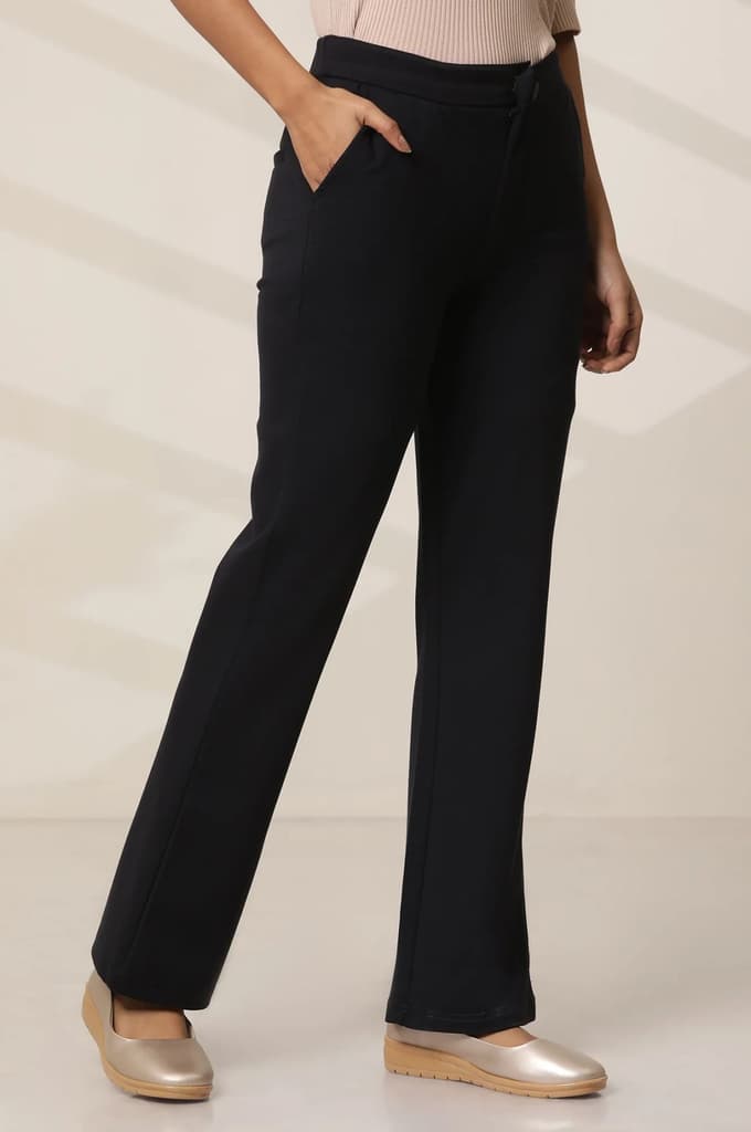 Navy Blue Boot Cut Flared Pants — photo 5