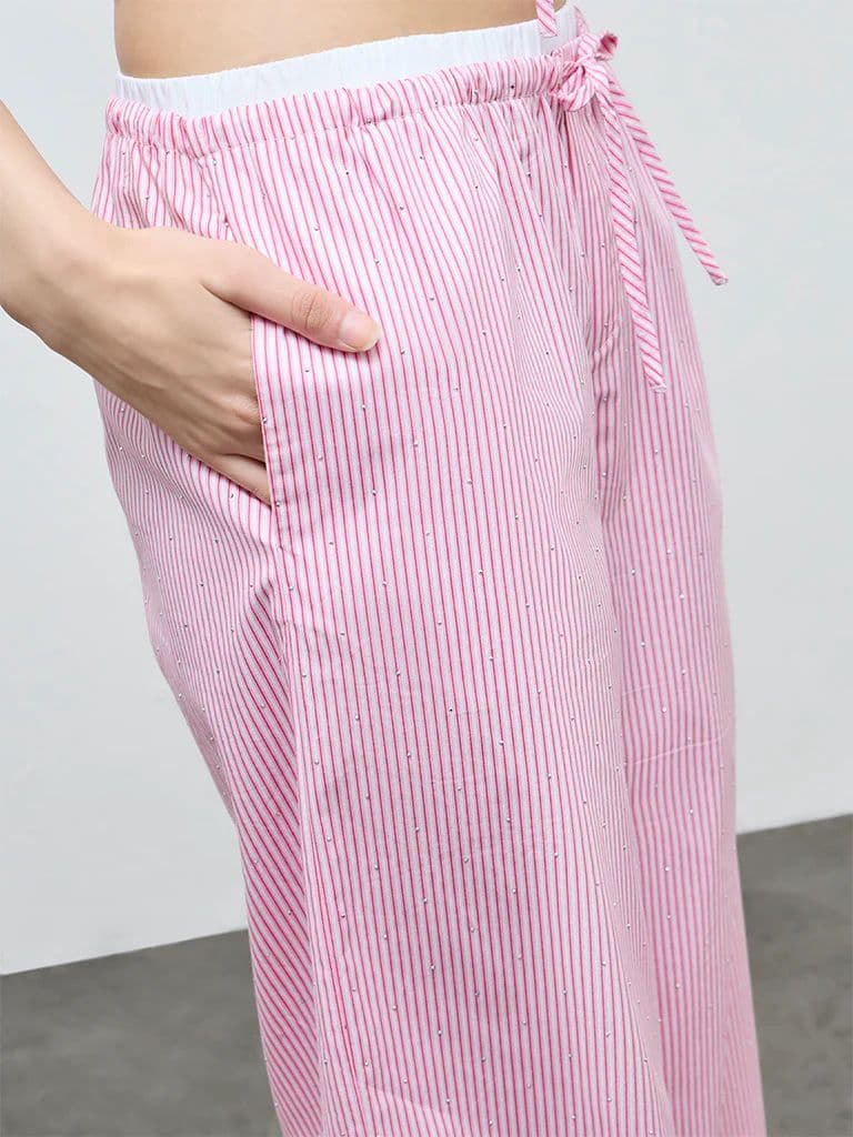 Nuon Pink Striped High-Rise Pants — photo 3