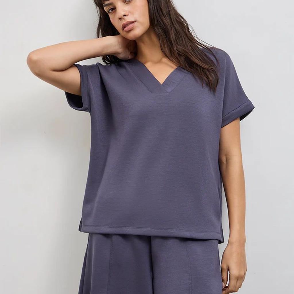 Wunderlove Charcoal Solid V-Neck Top