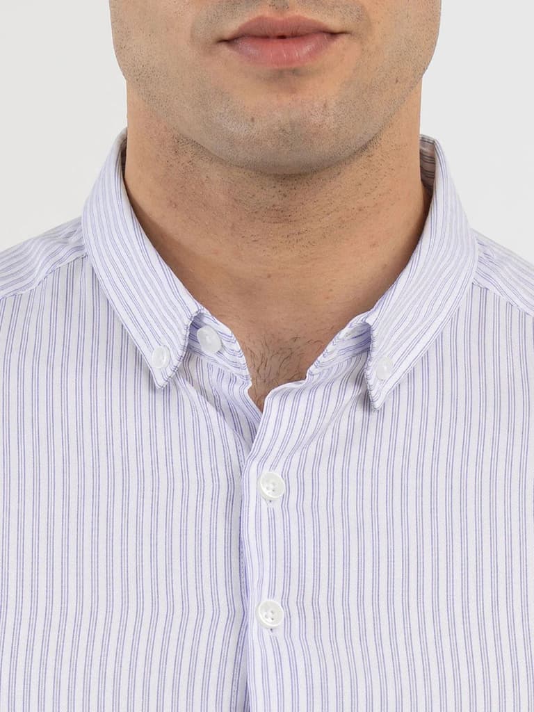 Shirts for Men in Blue | Dobby Stripe Full Sleeve Shirt — photo 4