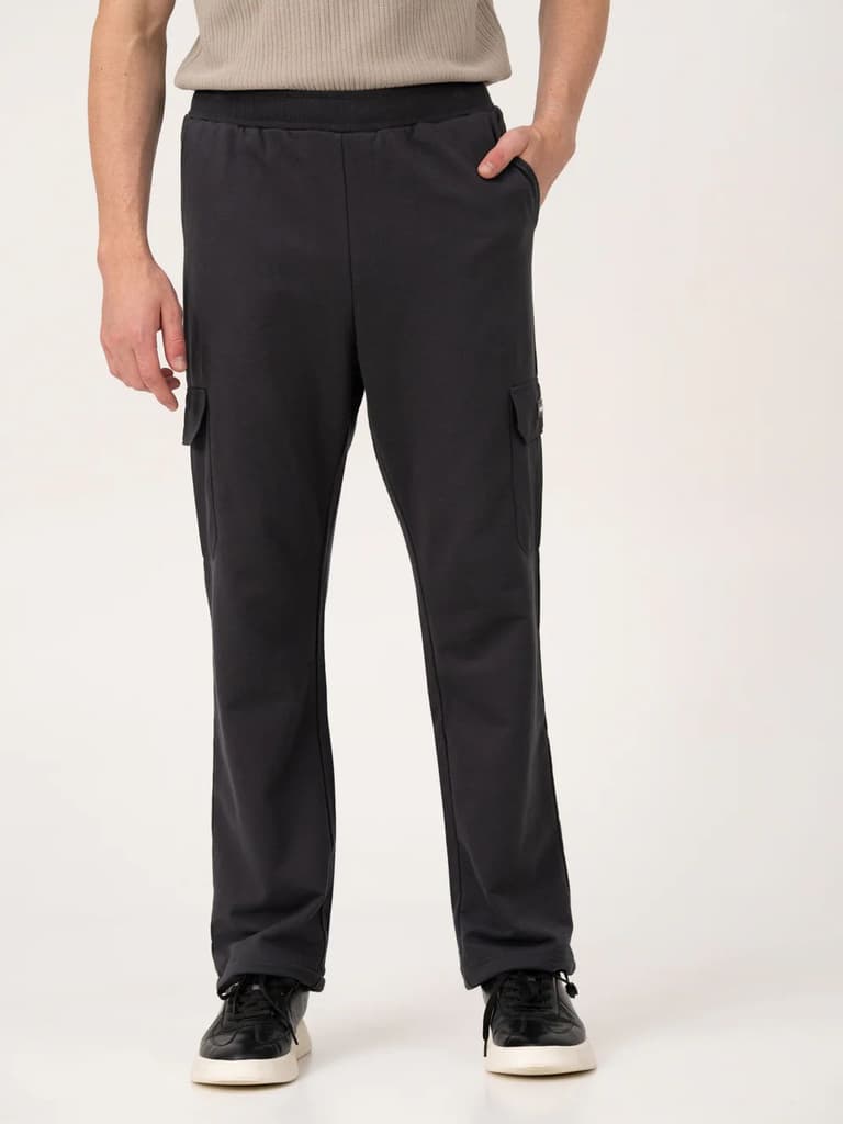 Neutral Grey Relaxed Fit Cargo Sweatpants — photo 8