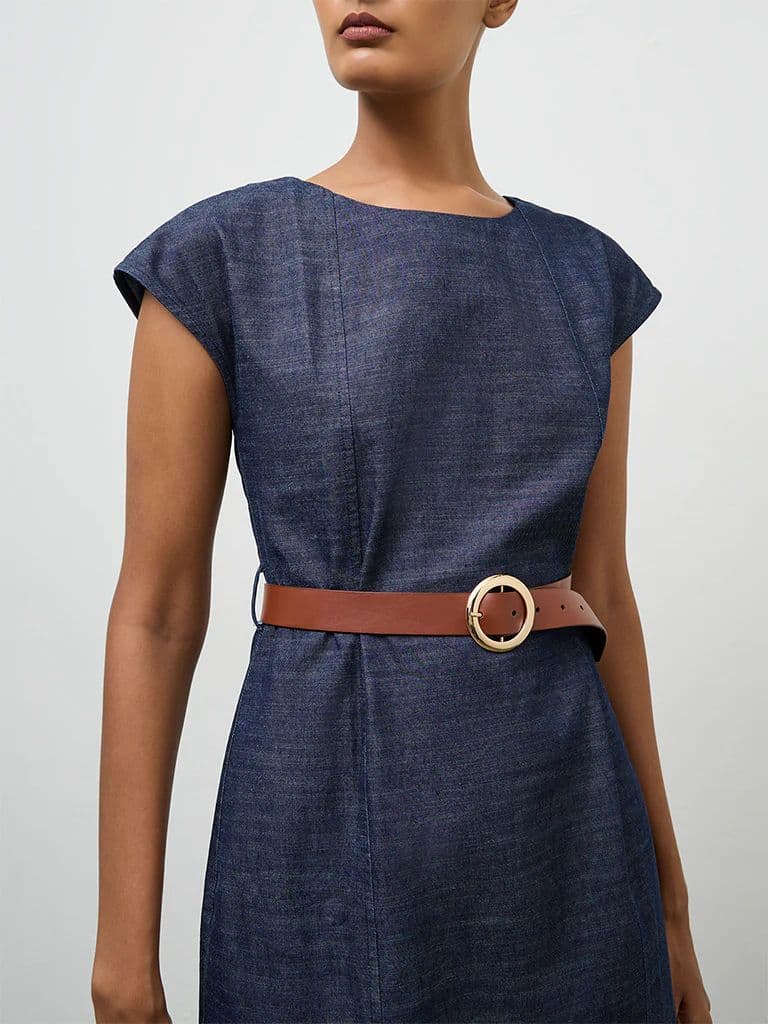 Wardrobe Indigo Denim A-Line Dress with Belt — photo 3