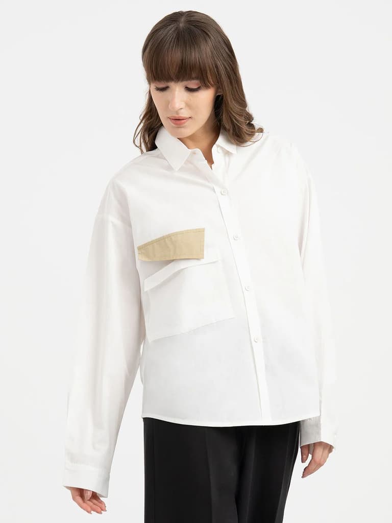 Shirts for Women in White | Applique Full Sleeve Shirt — photo 6