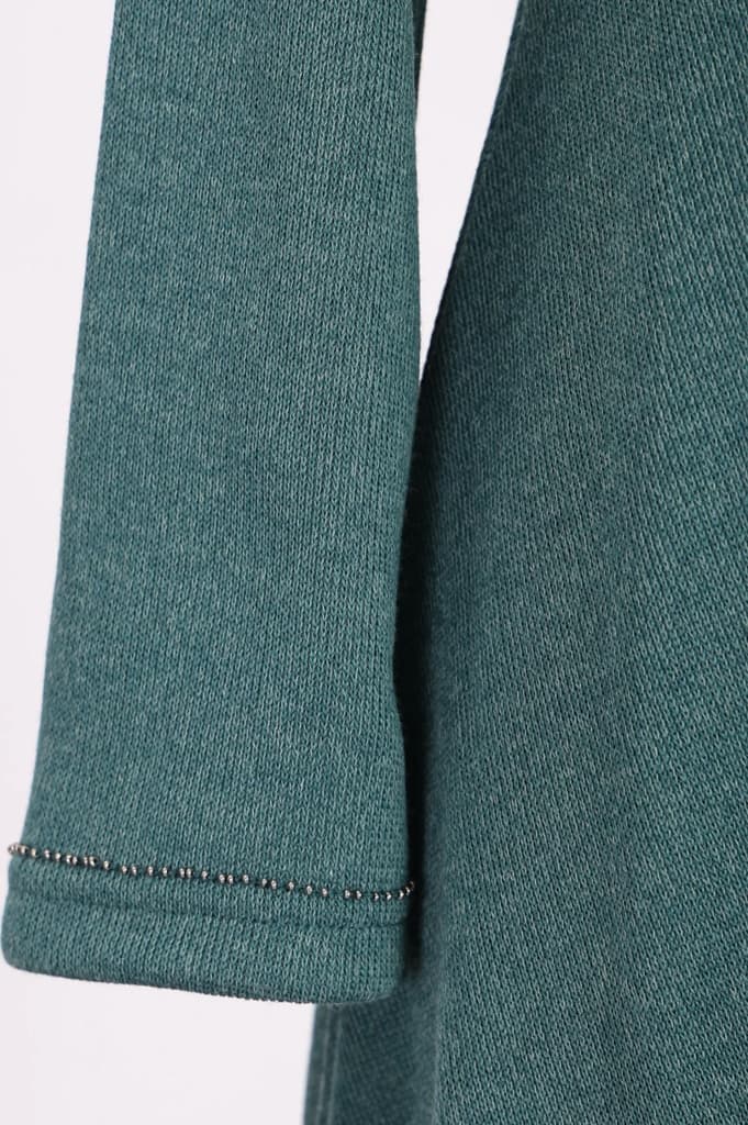 Teal Solid Beadwork Flared Winter Dress — photo 7