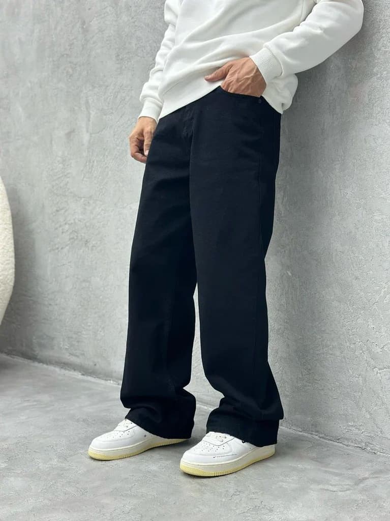 Pure Black Baggy Fit Rigid Jeans — photo 2