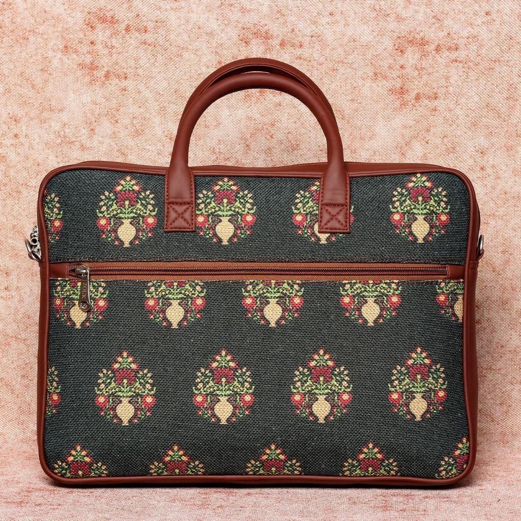 Royal Green Mogra Print Laptop Bag — photo 3