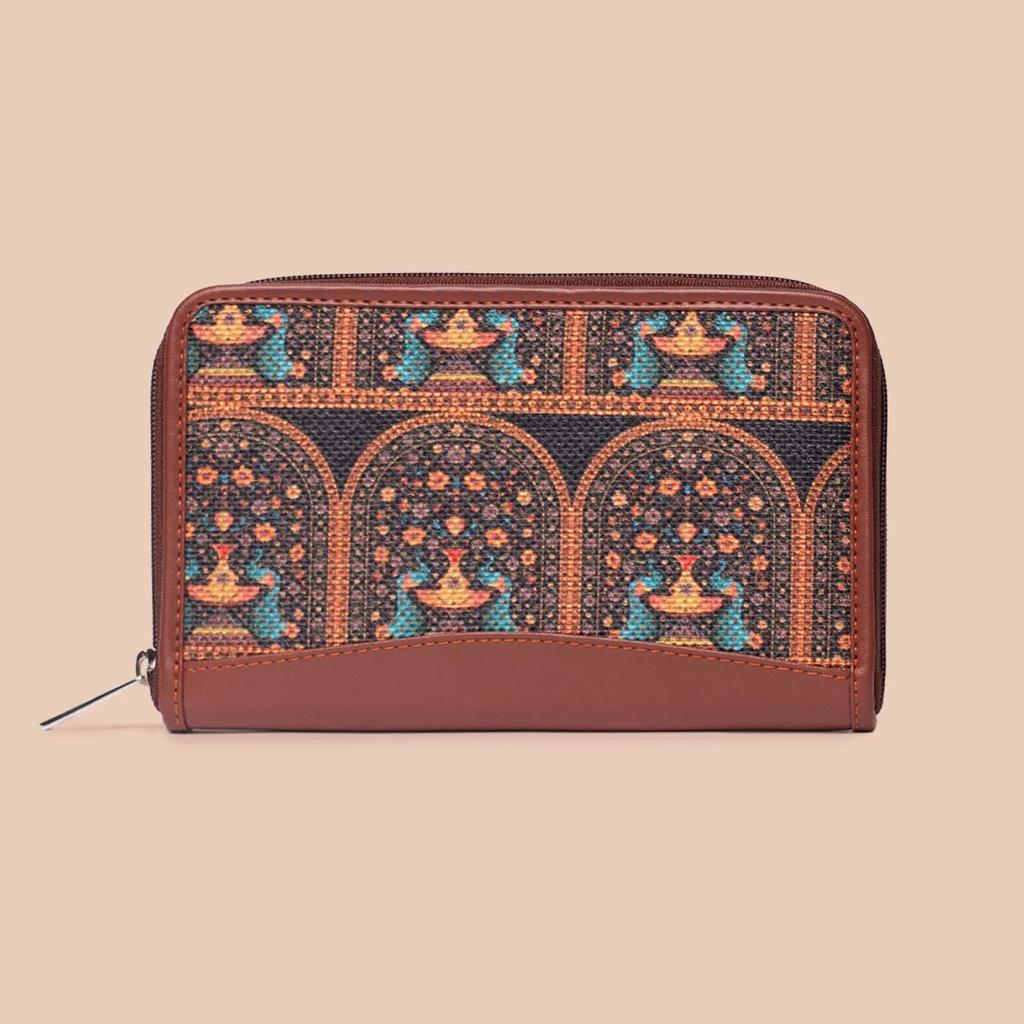 Royal Indian Peacock Motif Everyday Tote Bag & Chain Wallet Combo — photo 5