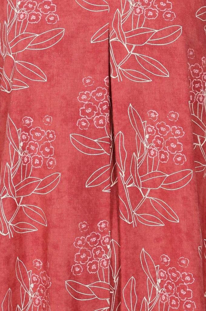 Rust Floral Printed Rayon A-line Dress — photo 2