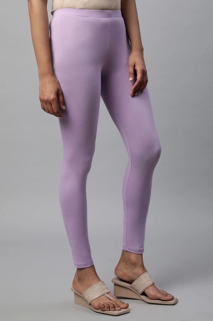 Mauve Cotton Lycra Tights — photo 4
