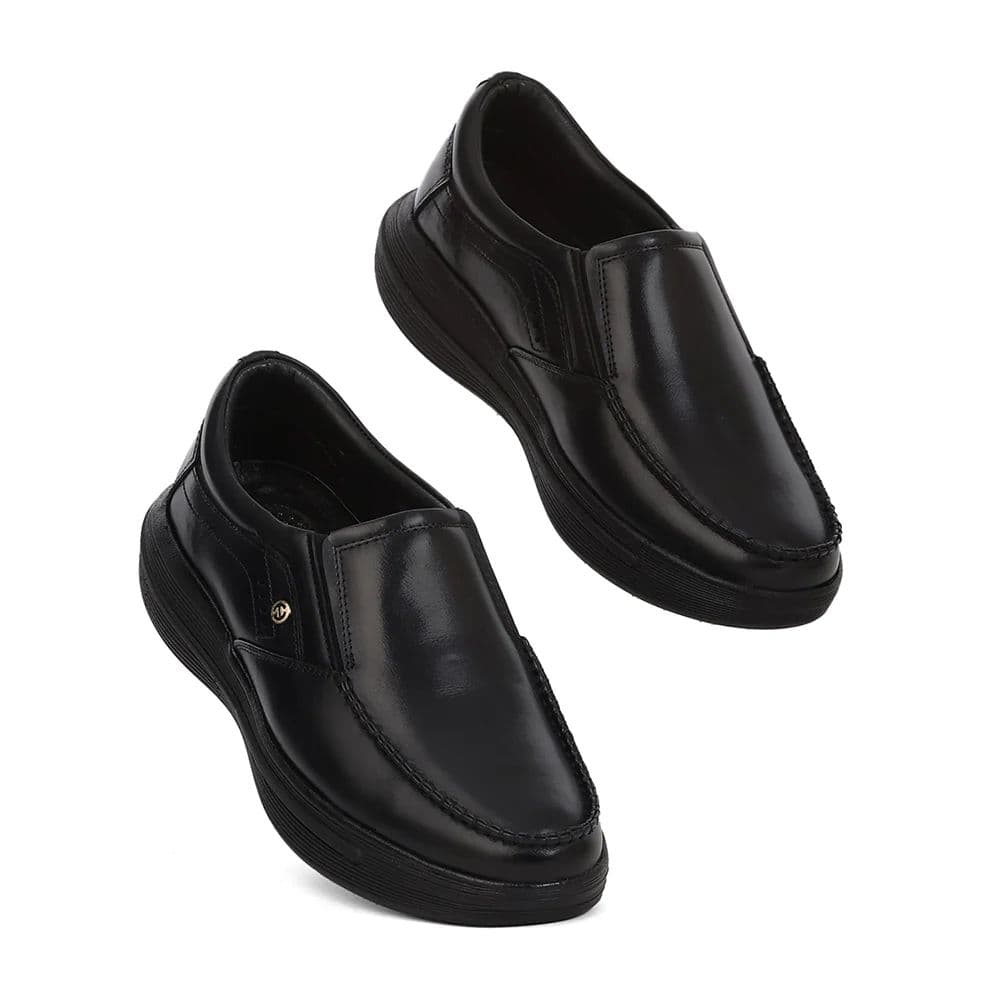 Healers LER-2 Men's Black Leather Formal Shoes with GEL INSOLE & Elastic Comfort — photo 7