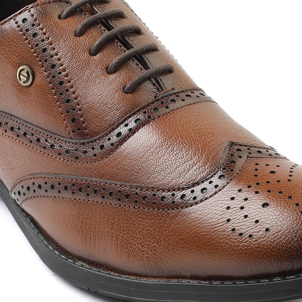 Healers Tan Formal Lacing Oxford Shoes For Men SAGAR-15 By Liberty — photo 6
