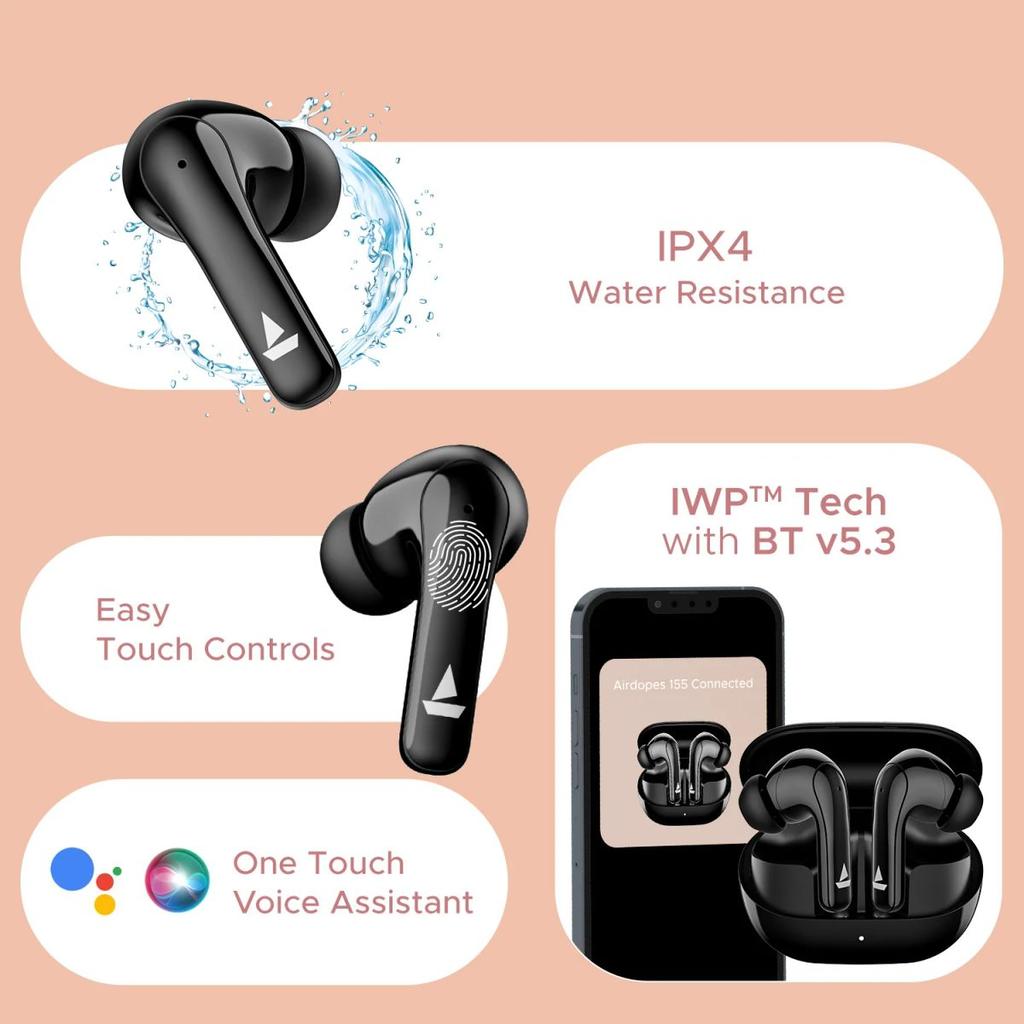 boAt Airdopes 155 | Wireless Earbuds with 40 Hours Playback, ENx™ with Quad Mics, Bluetooth v5.3 — photo 10