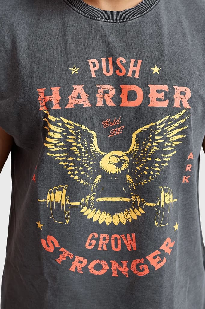 Push Harder Washed Capsleeves Tank Dark Grey — photo 4