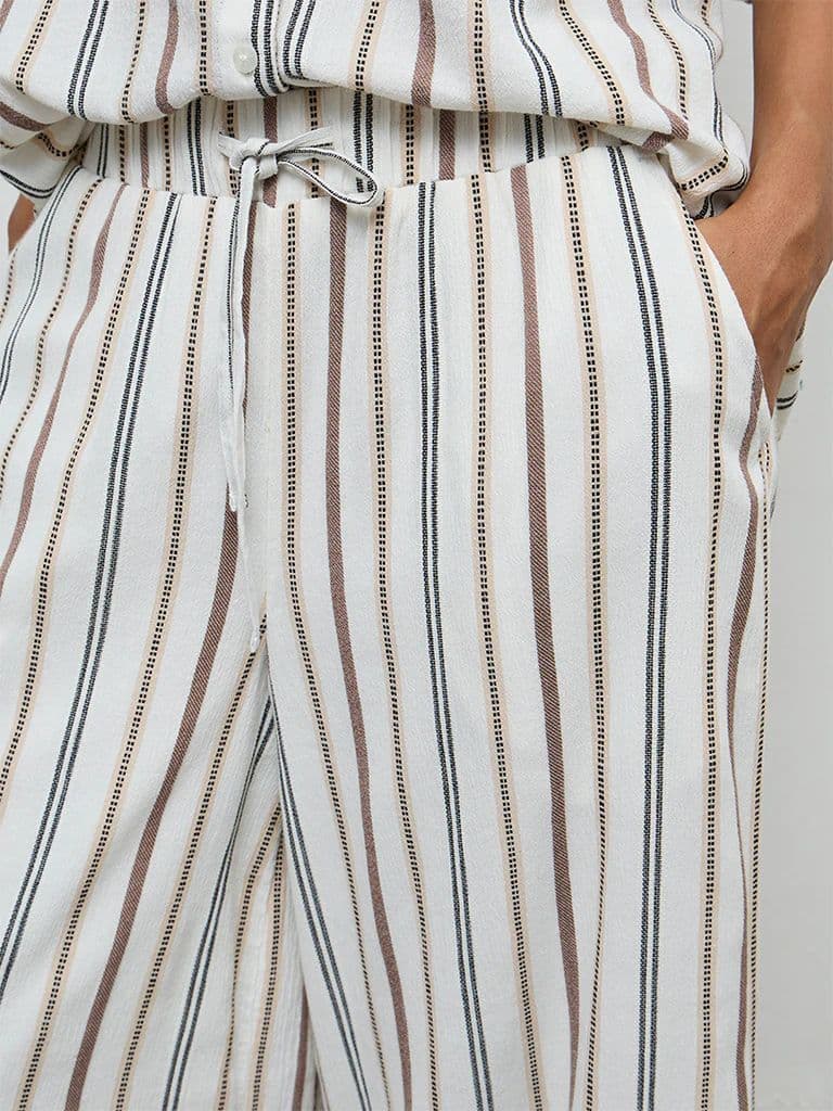 LOV Off-White Striped High-Rise Pants — photo 3