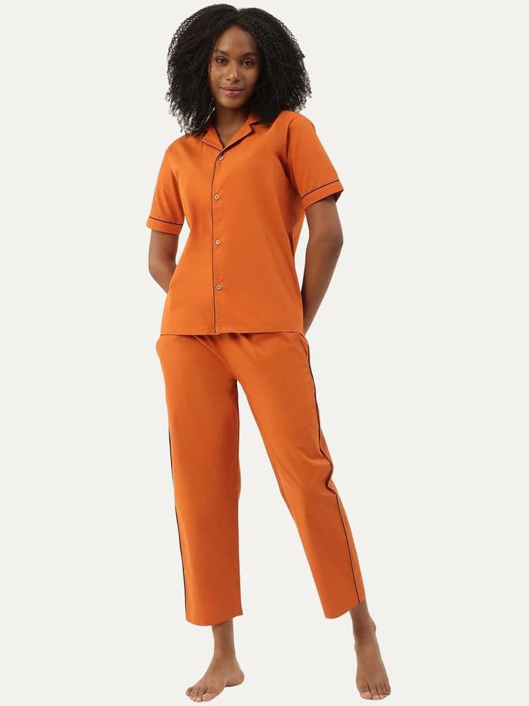 Women's Organic Cotton Solid Sleepsuit Set (Pack Of 1) — photo 2