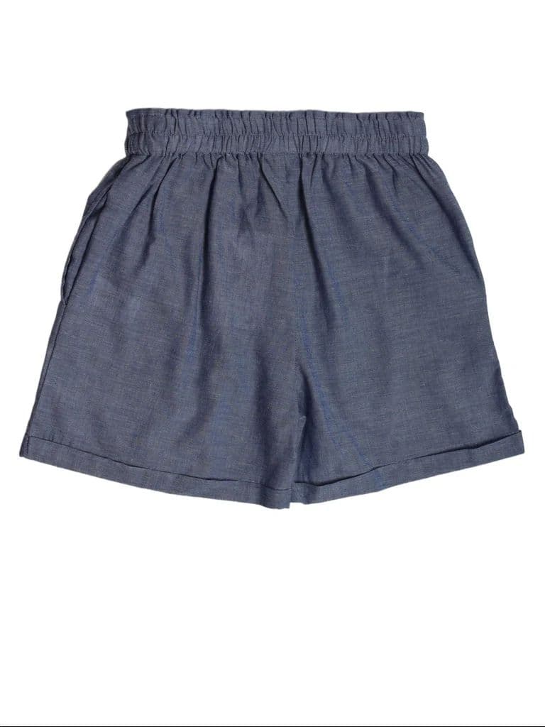 Utsa Kids Girls Blue Solid Cotton Shorts - (8-14 yrs) — photo 4