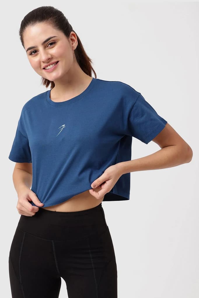 Brisk Cotton Crop Top Teal — photo 4