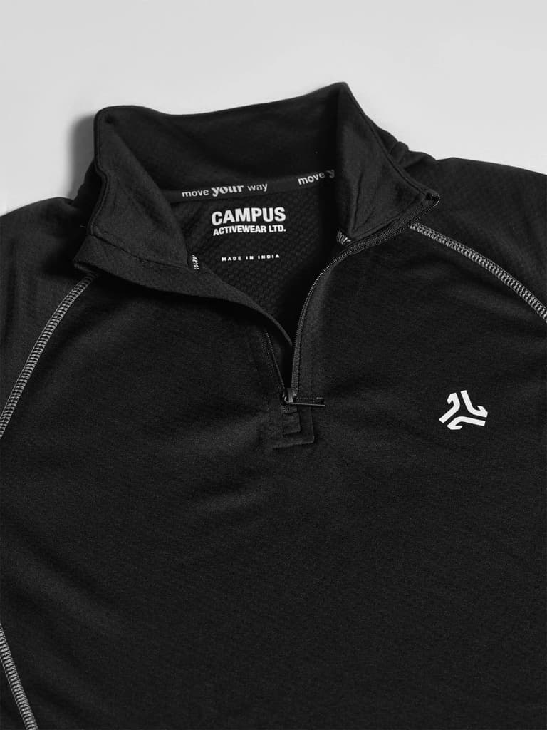 Men's Black Solid Stand Collar Jacket — photo 7