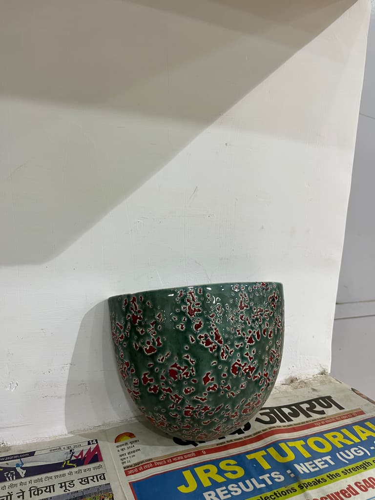 Green Mug with Red Design | Mug | Ceramic | Green and Red