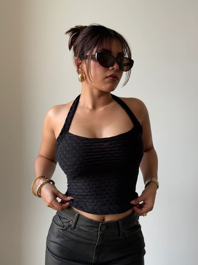 Jacquard Honey Luxe Halter Top — photo 7