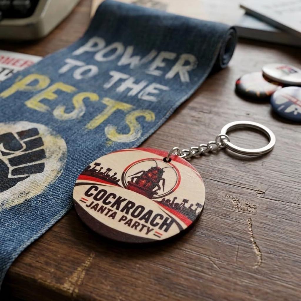 Cockroach Janta Party Satirical Keychain