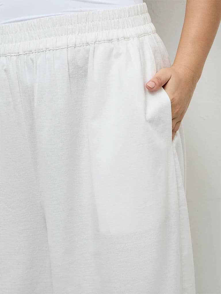 Diza Off-White Solid Cotton Pants — photo 3
