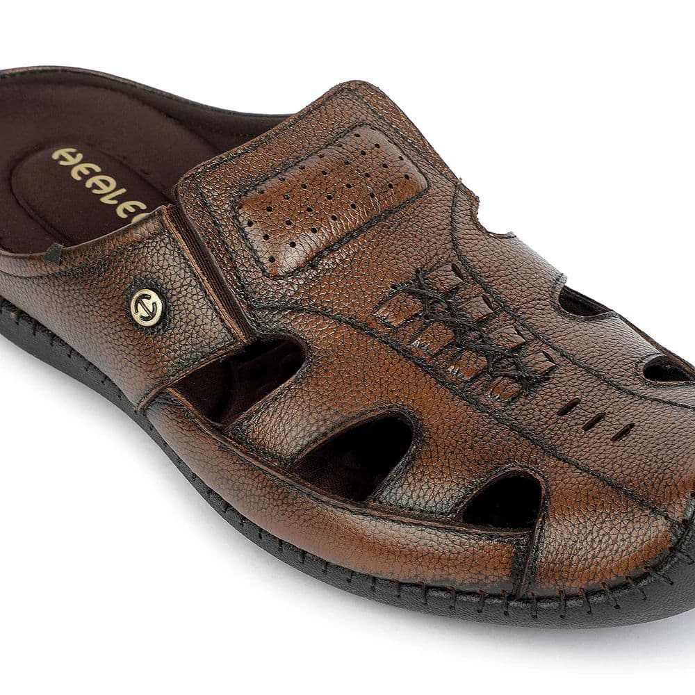 Healers Brown Casual Non Lacing Mules for Men ASL-12 by Liberty — photo 5