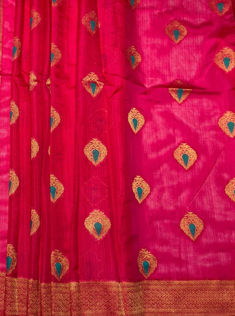 MIMOSA Women's Woven Design Banarasi Style dola silk Saree with Blouse Piece - Rani ( SA00003137RNFREE ) — photo 5