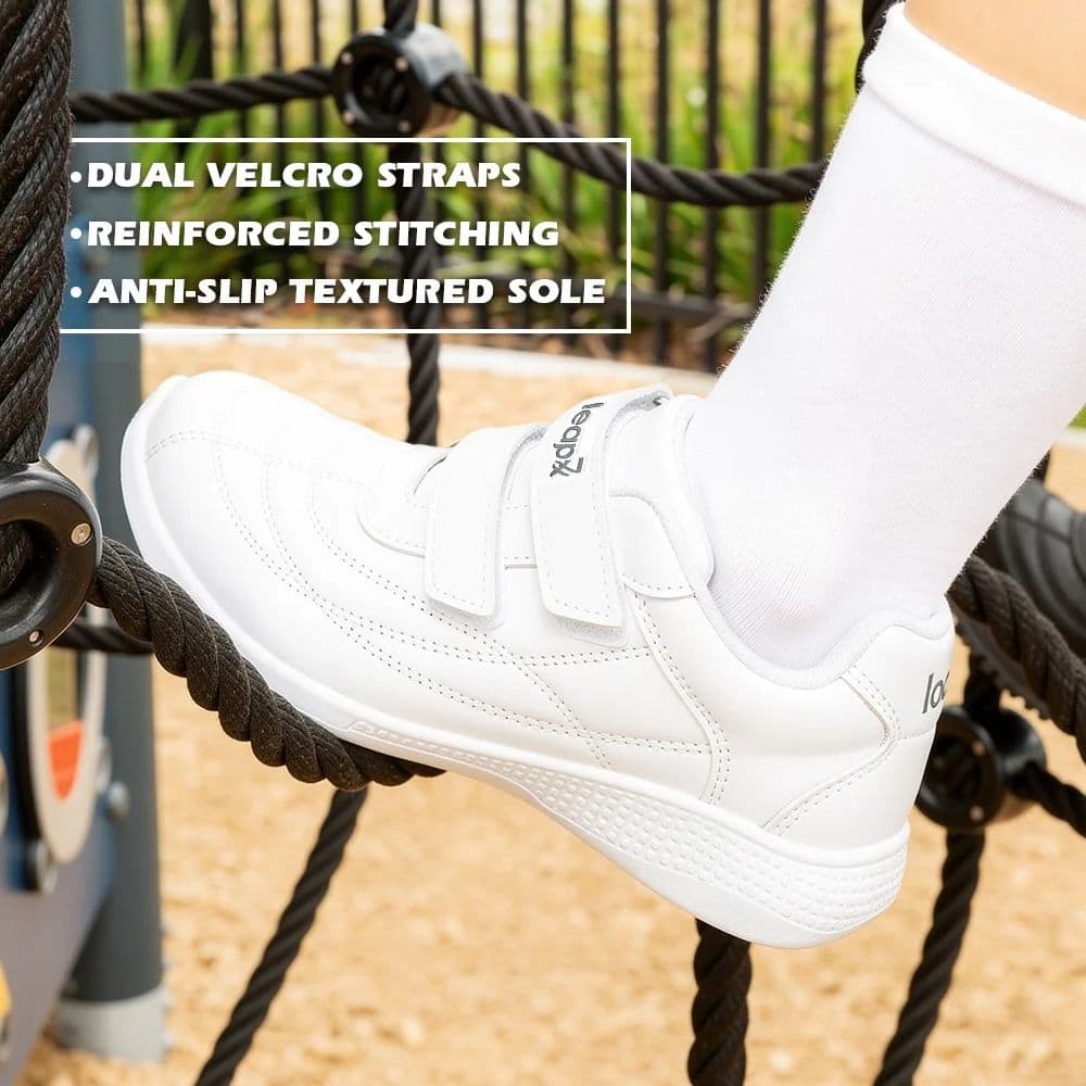 Lucy & Luke White Casual Non Lacing Uniform School Shoes For Kids FUNRUN-E By Liberty — photo 3