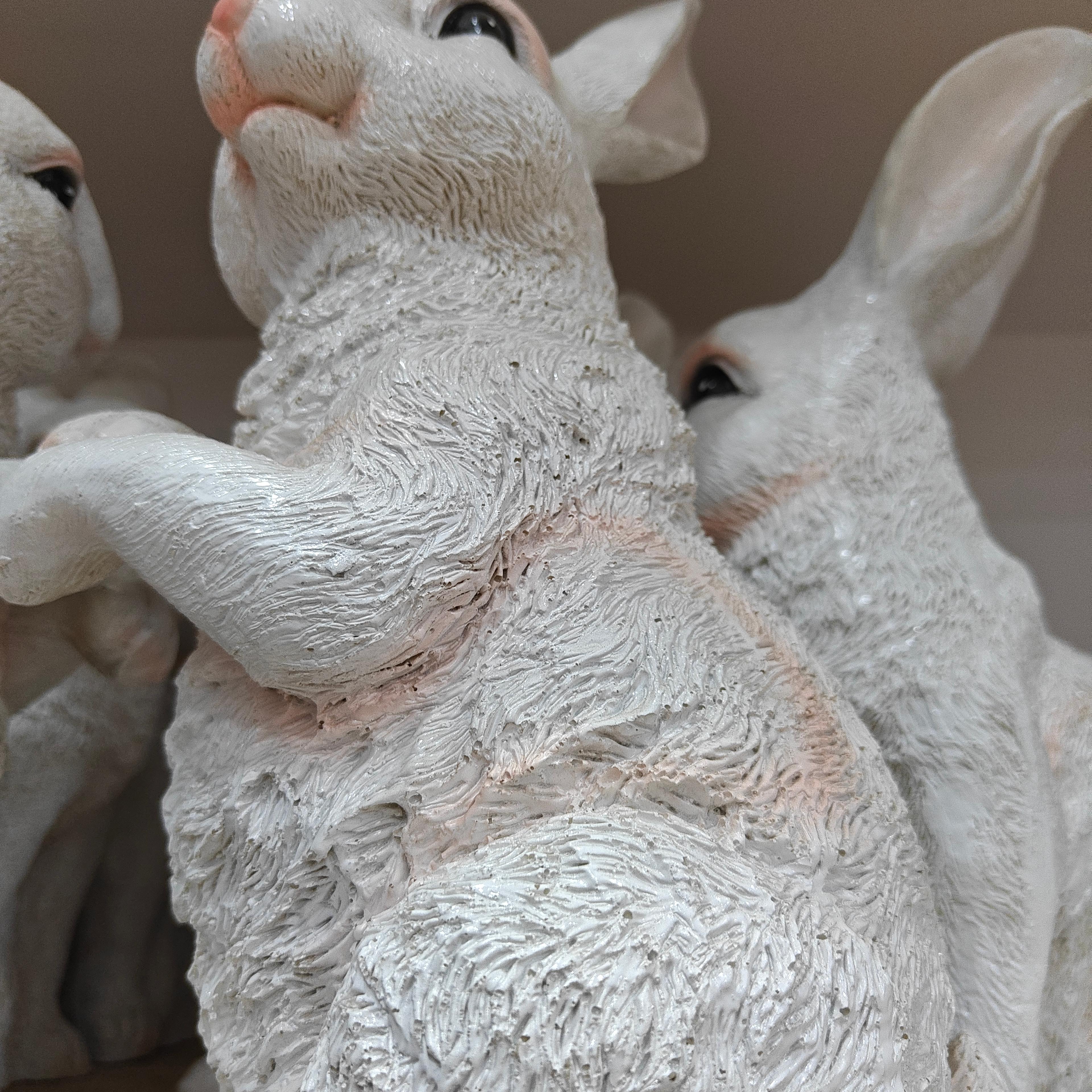 White Rabbit Figurine | Ceramic | Decorative | Pink Nose