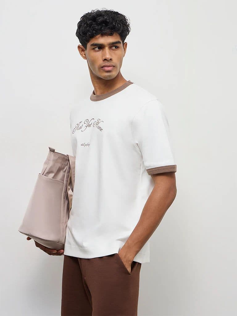 Nuoflexx Off-White Printed Relaxed-Fit Cotton-Blend T-Shirt — photo 2